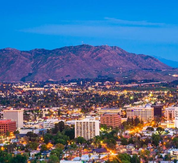 Aerial View of the Fresno, California Skyline at Dusk